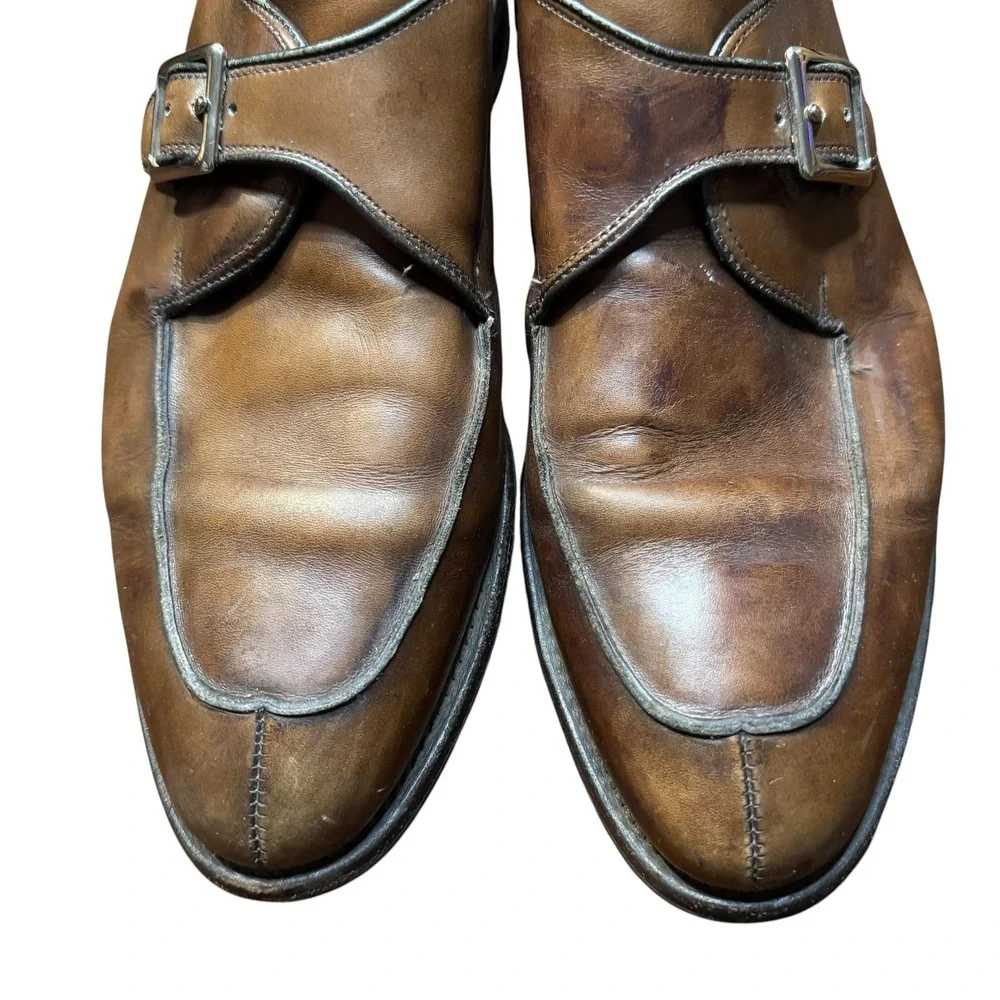 Allen Edmonds Thayer Shoes Mens Size 12 Brown Leather Monk Strap Dress Buckle